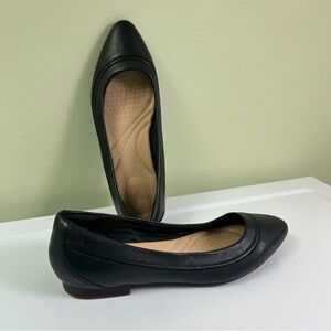 Clarks Ballet Flats Shoes Womens 7.5 M Black Leather Classic Comfort